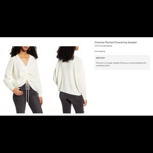 White Ruched Oversized Sweater